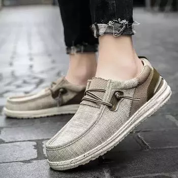 Летняя парусиновая обувь, мужские кроссовки, легкая дышащая обувь для ходьбы, новая удобная повседневная мужская обувь без застежек Masculino 40 черный серый