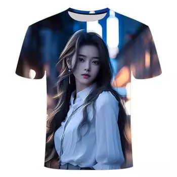 Летняя персонализированная белая бьюти-серия с короткими рукавами, напечатанная на 3D-принтере, для мужчин и женщин, для взрослых и молодежи, модные футболки с круглым вырезом S