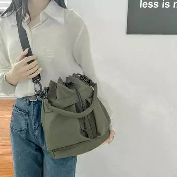 Летняя персонализированная сумка через плечо на одно плечо, повседневная плиссированная сумка на шнурке, большая вместимость, легкая, портативная нейлоновая сумка-ведро для женщин