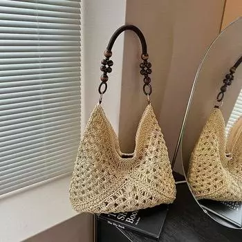 Летняя плетеная сумка из соломы, женская новая пляжная сумка-тоут на плечо для отпуска на море, плетеная сумка-корзина для овощей