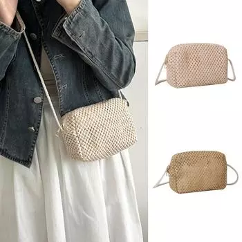 Летняя плетеная сумка-тоут женская соломенная сумка-мессенджер наплечные сумки модная сумка через плечо для телефона для девочек бежевый