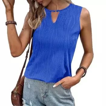 Летняя плиссированная женская майка без рукавов, повседневный базовый топ, жилет 2024, женские элегантные сексуальные свободные футболки, новая женская блузка с вырезом 275 S белый