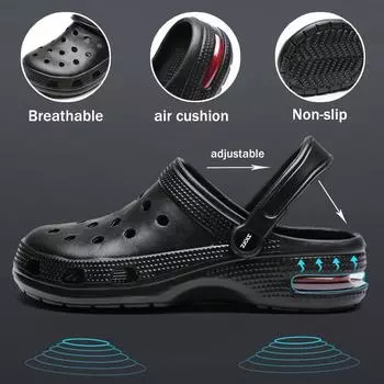 Летняя пляжная обувь, мужские дышащие сандалии, повседневная обувь на воздушной подушке, тапочки, садовая обувь 38-39 серый