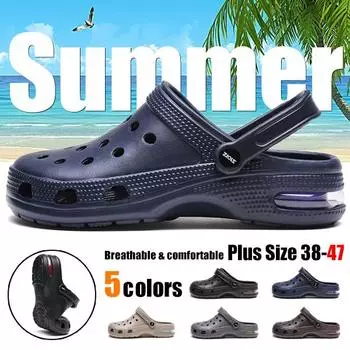 Летняя пляжная обувь, мужские дышащие сандалии, повседневная обувь на воздушной подушке, тапочки, садовая обувь 40-41 синий