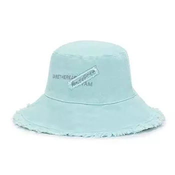 Летняя пляжная шляпа от солнца, шляпа рыбака с вышитыми буквами, повседневная дорожная шляпа с широкими полями синий