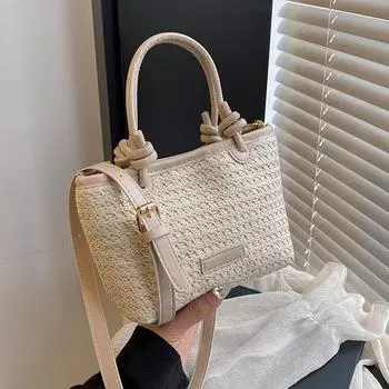 Летняя пляжная соломенная плетеная сумка, ручная сумка через плечо, новый стиль, модная веревочная сумка-корзина для овощей, плетеная сумка