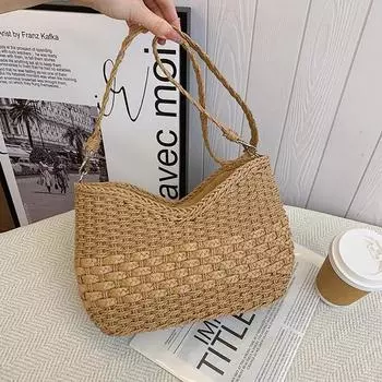 Летняя пляжная соломенная сумка-клатч, модная и элегантная сумка через плечо для женщин, дорожная сумка через плечо, брендовый кошелек, женские повседневные сумки
