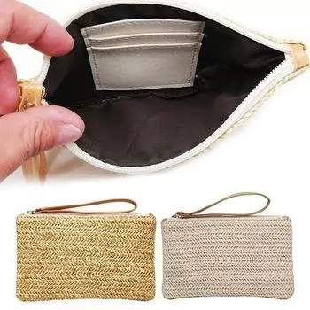 Летняя пляжная сумка в стиле бохо ручной работы из ротанга, плетеная соломенная сумка, женский кошелек-мессенджер белый