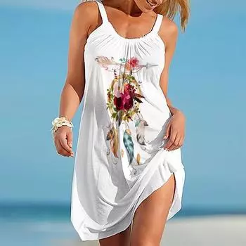 Летняя пляжная юбка с принтом розового и зеленого цветов, сексуальное платье с бретельками, короткая юбка, женская свободная повседневная гавайская юбка с цветочным принтом S