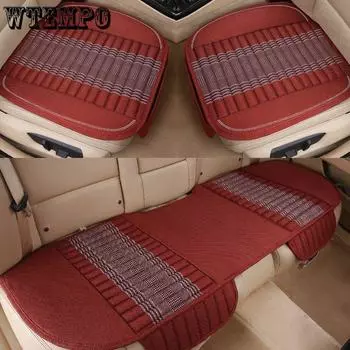 Летняя подушка для автомобильного сиденья, универсальный коврик Four Seasons, противоскользящий автомобильный коврик, льняная подушка для сиденья Three-piece set чёрный