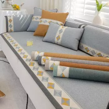 Летняя подушка для дивана Европейская летняя подушка для сиденья из ледяного шелка для лета Нескользящий коврик из ротанга Подушка для сиденья Американский чехол для дивана из натуральной кожи 60*60cm