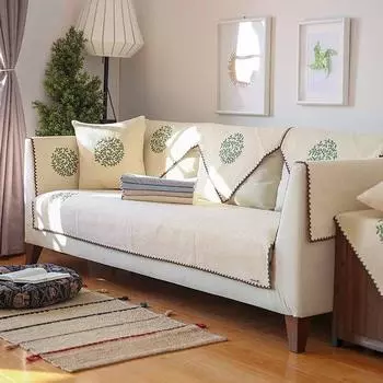 Летняя подушка для дивана из хлопка и конопли, универсальная противоскользящая льняная ткань для дивана, художественная современная простая подушка для сиденья 70*70CM