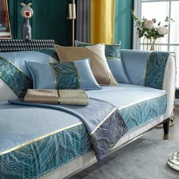 Летняя подушка для дивана из ледяного шелка, нескользящая простая современная комбинированная ткань для чехла на диван, летняя стирка, подушка для сиденья для лета, коврик из ротанга 70*70