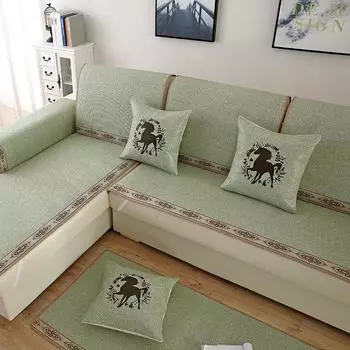 Летняя подушка для дивана, коврик, подушка, простой однотонный летний коврик из ротанга для гостиной, нескользящий чехол для дивана 50*70