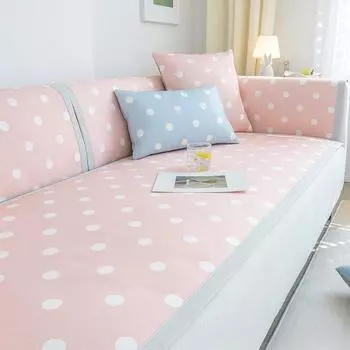 Летняя подушка для дивана, летний коврик из ледяного шелка, нескользящая простая подушка в горошек, свежая летняя спинка, чехол для дивана, чехол 50*70cm