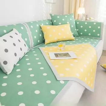 Летняя подушка для дивана, летний коврик из ледяного шелка, нескользящая простая подушка в горошек, свежая летняя спинка, чехол для дивана, чехол 60*60