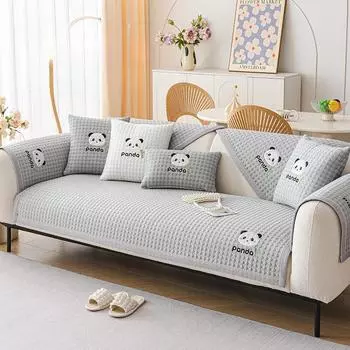 Летняя подушка для дивана с рисунком панды, пылезащитный чехол, Нескользящий чехол для дивана, тканевое полотенце на спинку, летнее прохладное дышащее 70*70cm