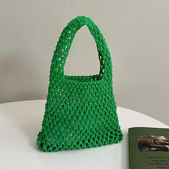 Летняя полая сумка-тоут ярких цветов Yogodlns для женщин, тканая сумка на плечо с ручкой ручной работы 17x5x19cm хаки