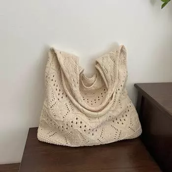 Летняя полая тканая сумка, новинка 2024 года, большая вместительная вязаная сумка-тоут серии Sen, сумка на плечо, сумка подмышки для женщин