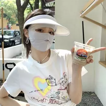 Летняя полнолицевая маска для лица Солнцезащитная маска Ice Silk Защита от ультрафиолета Дышащий защитный экран для лица Солнцезащитный козырек для велоспорта светло-серый