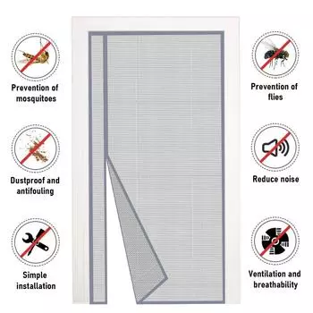 Летняя полосатая магнитная дверная сетка с боковым открыванием, защита от насекомых, защита от комаров, сетка для ловли кошек, невидимая сетка, автоматическое закрывание - серый W 31.5inch X H 78.74inch серый