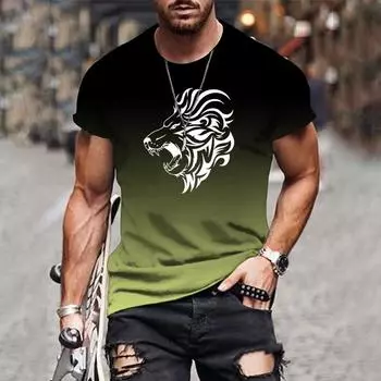 Летняя популярная мужская футболка с 3D-печатью, градиентный стиль, классическая мода, повседневная, с короткими рукавами, футболки большого размера XS