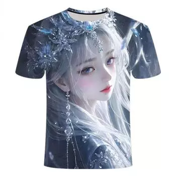 Летняя популярная новая 3D-печатная футболка с короткими рукавами и персонализированным рисунком в китайском стиле для милых девушек, мужская и женская футболка с круглым вырезом XS