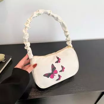 Летняя популярная вместительная женская сумка через плечо 2024 года, повседневная универсальная сумка-бабочка премиум-класса, маленькая квадратная сумка чёрный