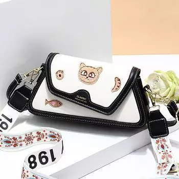 Летняя популярная женская маленькая квадратная сумка, новая женская сумка через плечо с мультяшным принтом, маленькая свежая симпатичная сумка через плечо с принтом