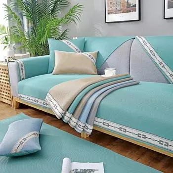 Летняя потертая шелковая подушка для дивана из кожи для гостиной, чехол для дивана из нескользящей кожи, полотенце для спинки дивана 90*70CM