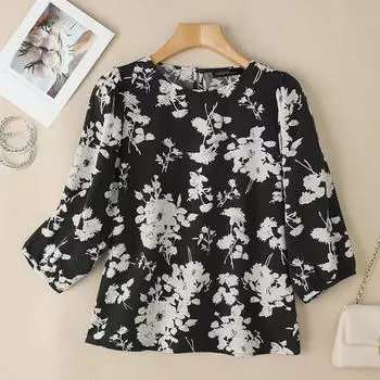 Летняя повседневная блузка свободного кроя с цветочным принтом ZANZEA с рукавом 3/4