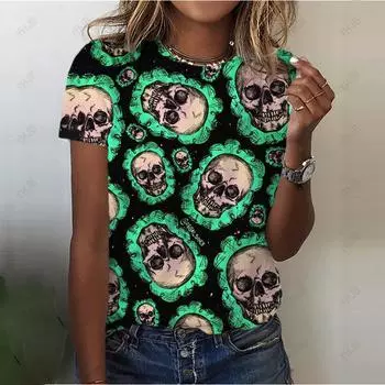 Летняя повседневная быстросохнущая женская футболка с круглым вырезом и принтом Mia Футболка с 3D принтом льва Женский модный свободный топ с короткими рукавами XS