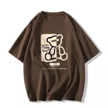Летняя повседневная футболка оверсайз из чистого хлопка, футболки с короткими рукавами, женские футболки в стиле Харадзюку с забавным мультяшным принтом, топы для пары 2000 года, уличная одежда УНИСЕКС M