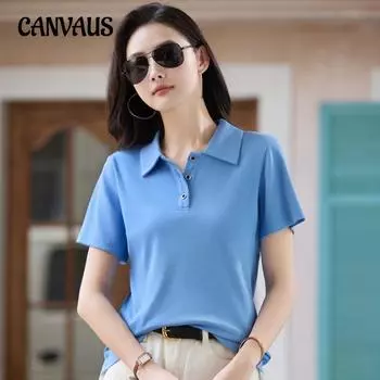 Летняя повседневная футболка с пуговицами с лацканами, женские топы с короткими рукавами S белый