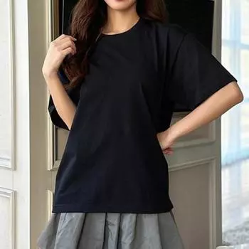 Летняя повседневная футболка женская с круглым вырезом и коротким рукавом, однотонная базовая футболка, свободная M розовый