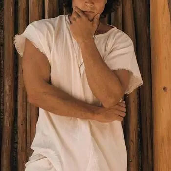 Летняя повседневная молодежная свободная однотонная хлопковая льняная тонкая однотонная футболка с короткими рукавами для мужчин S