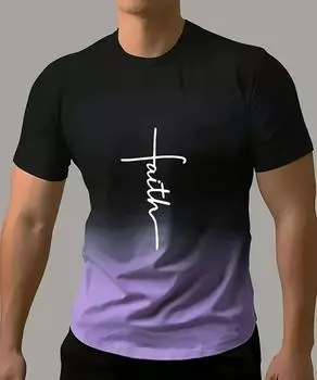 Летняя повседневная мужская футболка, повседневная, для отдыха на открытом воздухе, свободная, удобная, с короткими рукавами, модная, в уличном стиле, с градиентным цветом XS