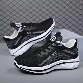 Летняя повседневная обувь для мужчин, новые модные мужские кроссовки 2024 года, удобная сетчатая дышащая мужская спортивная обувь на платформе, теннисные туфли для мужчин 39 чёрный