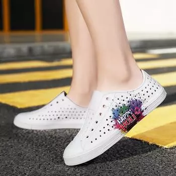 Летняя повседневная обувь для женщин. Легкие лоферы One Step Slip-On. Удобная дышащая обувь с отверстиями. Пляжные сандалии больших размеров для пар. 36