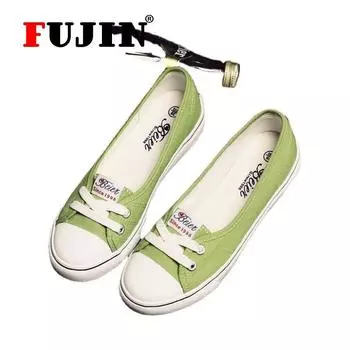 Летняя повседневная обувь Fujin, женские кружевные холщовые кроссовки с вырезами, дышащая женская обувь