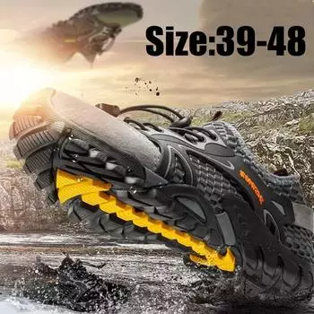 Летняя повседневная пляжная обувь; модная мужская водная обувь; сетчатые кроссовки; мужская непромокаемая обувь; уличная походная обувь; повседневная дышащая обувь; сетчатая обувь EUR 47 чёрный