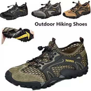 Летняя повседневная пляжная обувь; модная мужская водная обувь; сетчатые кроссовки; мужская непромокаемая обувь; уличная походная обувь; повседневная дышащая обувь; сетчатая обувь EUR 47 чёрный