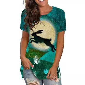 Летняя повседневная сексуальная V-образная горловина с милыми мультяшными животными и 3D-принтом женская футболка с коротким рукавом персонализированные элегантные женские топы одежда 8XL