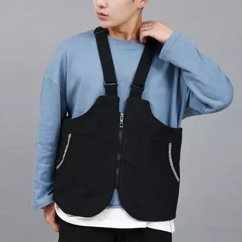 Летняя повседневная сумка-жилет с регулируемыми лямками, однотонный жилет, сумка с карманами и карманами на молнии, уличный рюкзак на плечо