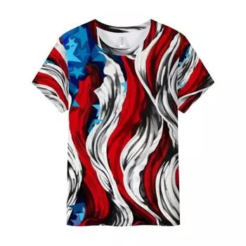 Летняя повседневная свободная мужская футболка с круглым вырезом и персонализированным 3D-принтом, футболка с короткими рукавами S