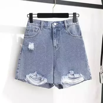 Летняя повседневная свободная женская одежда больших размеров, джинсовые шорты, джинсовые шорты с широкими штанинами, брюки