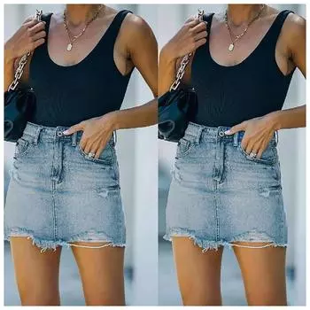 Летняя повседневная женская джинсовая юбка в стиле Temperament, короткая юбка до бедра, стираная, полуботинка L синий