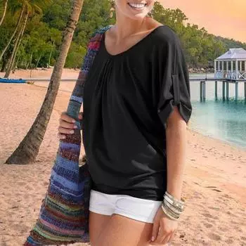 Летняя повседневная женская футболка с круглым вырезом и коротким рукавом, вышитая сзади, однотонный свободный пуловер L хаки