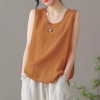 Летняя повседневная женская хлопковая майка без рукавов с круглым вырезом XXXXXL белый