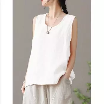 Летняя повседневная женская хлопковая майка без рукавов с круглым вырезом S темно-синий